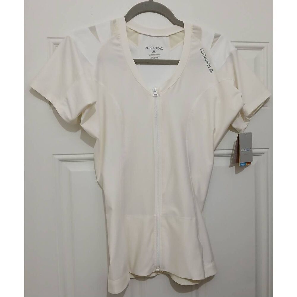 Alignmed womens xl full Zip off white posture correcting off white shirt Top